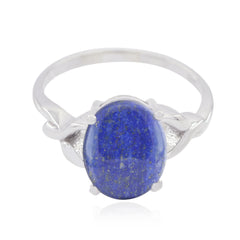 Lea Boho Blue Solitaire Ring with Oval Gemstone Lapis Lazuli Blue