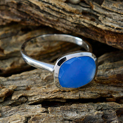 Riya Boho Blue Solitaire Ring with Faceted Gemstone