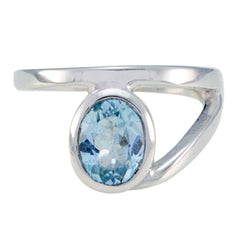 Lily Boho Blue Solitaire Ring with Silver Band