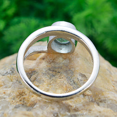 Lily Boho Blue Solitaire Ring with Silver Band