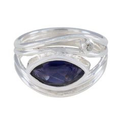 Stella boho blue toi et moi ring with marquise blue gemstone and silver band design