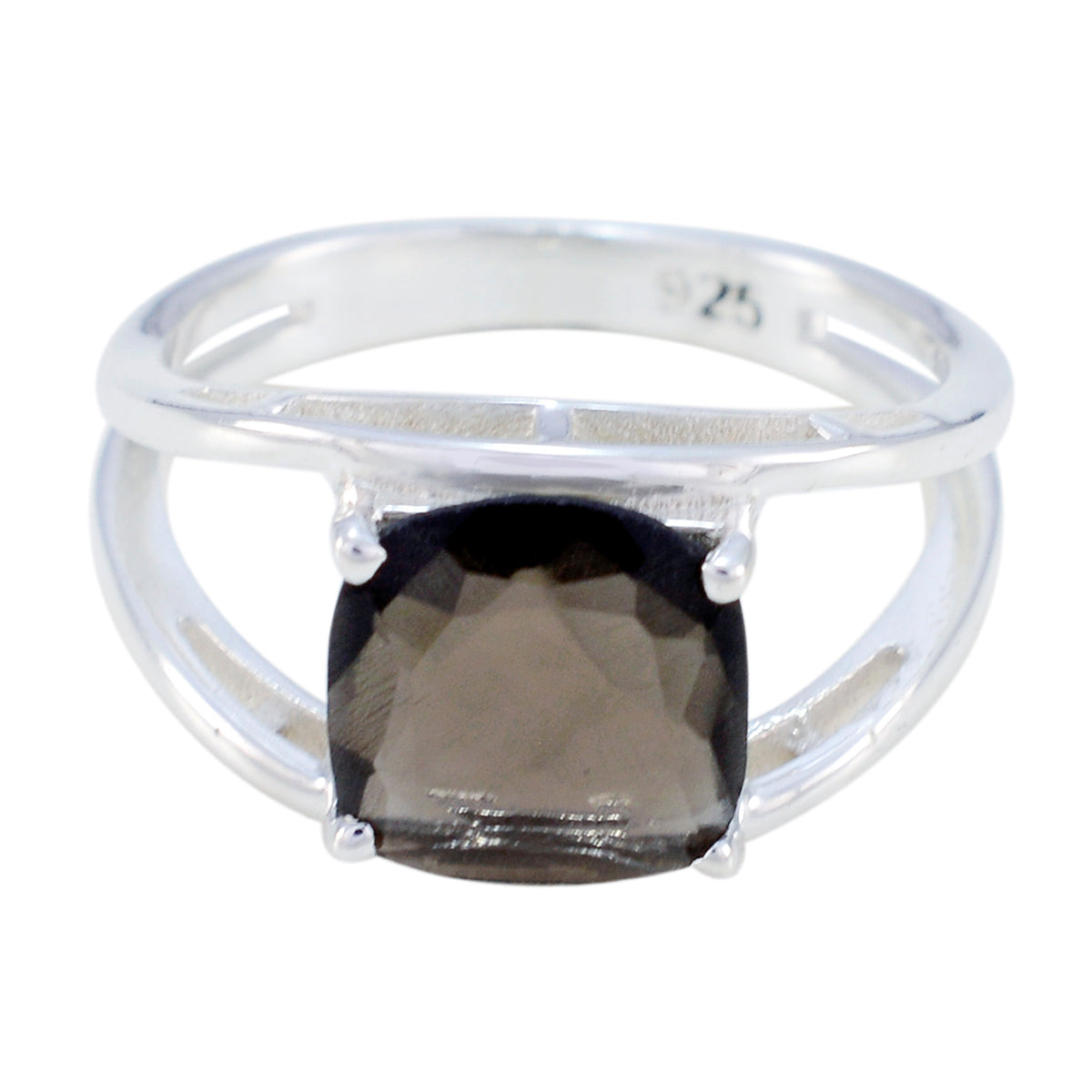 Lakshmi Boho Brown Solitaire Ring in Sterling Silver smoky quartz Brown