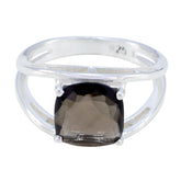 Lakshmi Boho Brown Solitaire Ring in Sterling Silver smoky quartz Brown