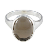 Nayara Boho Brown Solitaire Ring in Sterling Silver Smoky Quartz Brown