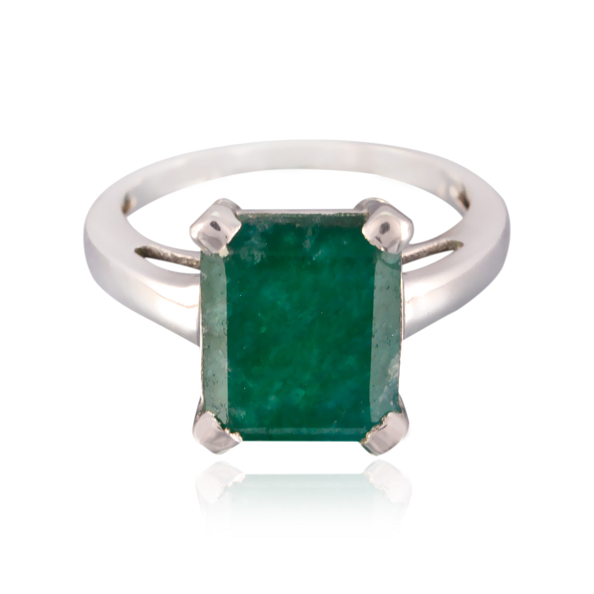Pilar Boho Green Solitaire Ring with Emerald Stone Indian Emerald Green