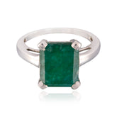 Pilar Boho Green Solitaire Ring with Emerald Stone Indian Emerald Green