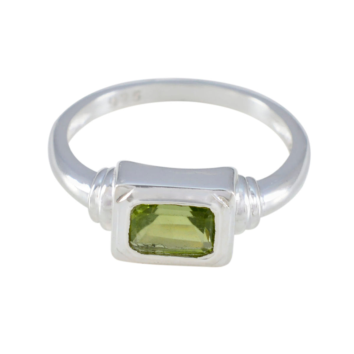 Nari Boho Green Solitaire Ring in Sterling Silver Peridot Green