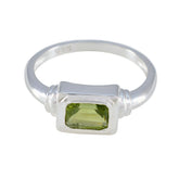 Nari Boho Green Solitaire Ring in Sterling Silver Peridot Green