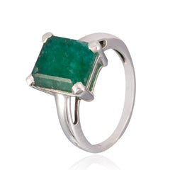 Pilar Boho Green Solitaire Ring with Emerald Stone