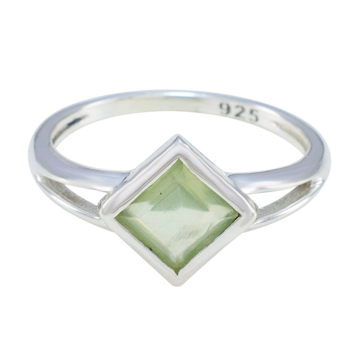 Ha-eun Boho Light Green Solitaire Ring Prehnite Green