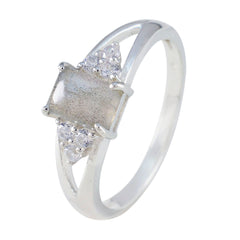 Ji-eun Boho Grey Gemstone Halo Ring in Silver