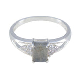 Ji-eun Boho Grey Gemstone Halo Ring in Silver Labradorite Gray