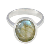 Katarina Boho Grey Solitaire Ring with Gemstone Glow Labradorite Gray