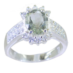 Teresa Boho Light Green Gemstone Ring with Sparkling Accents Green Amethyst Green