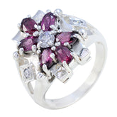 Angel boho multicolor gemstone ring with purple and clear gemstones in floral design