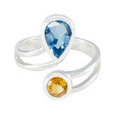 Gabriela boho multicolor gemstone toi et moi ring with blue and yellow stones in silver band
