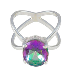 Milagros Boho Multicolor Solitaire Ring with Gemstone Mystic Quartz Multicolor