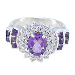 Alejandra Boho Purple Gemstone Ring with Silver Details