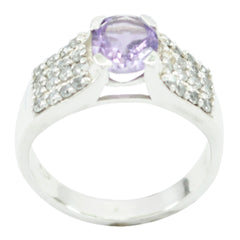 Nisa Boho Purple Gemstone Ring with Silver Accent Amethyst Purple