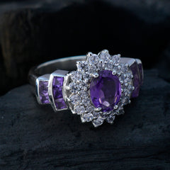 Alejandra Boho Purple Gemstone Ring with Silver Details