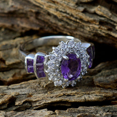 Alejandra Boho Purple Gemstone Ring with Silver Details