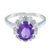 Ananya Boho Purple Gemstone Ring with Silver Setting Amethyst Purple