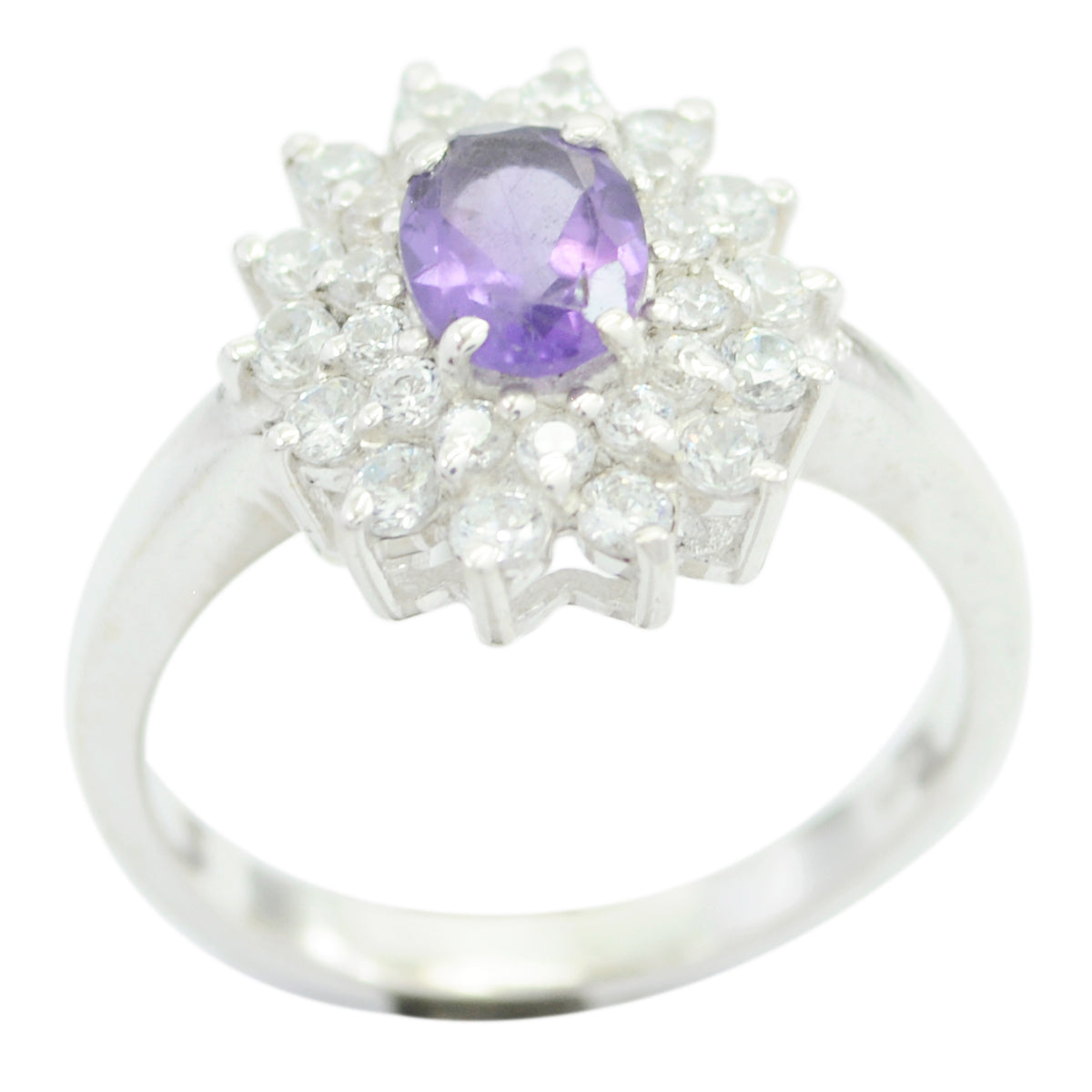 Emily Boho Purple Halo Ring with Amethyst Gemstone Amethyst Purple