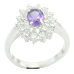 Emily Boho Purple Halo Ring with Amethyst Gemstone Amethyst Purple