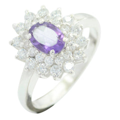 Emily Boho Purple Halo Ring with Amethyst Gemstone