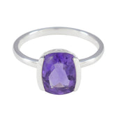 Hina Boho Purple Solitaire Ring Elegant Silver Band Amethyst Purple