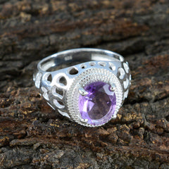 Saanvi Boho Purple Solitaire Ring with Silver Detail