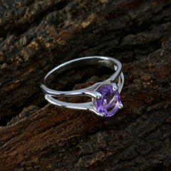 Elena Boho Purple Solitaire Ring in Sterling Silver