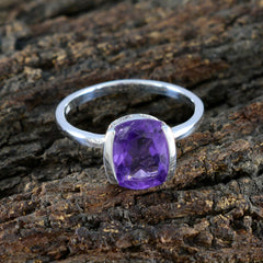 Hina Boho Purple Solitaire Ring Elegant Silver Band