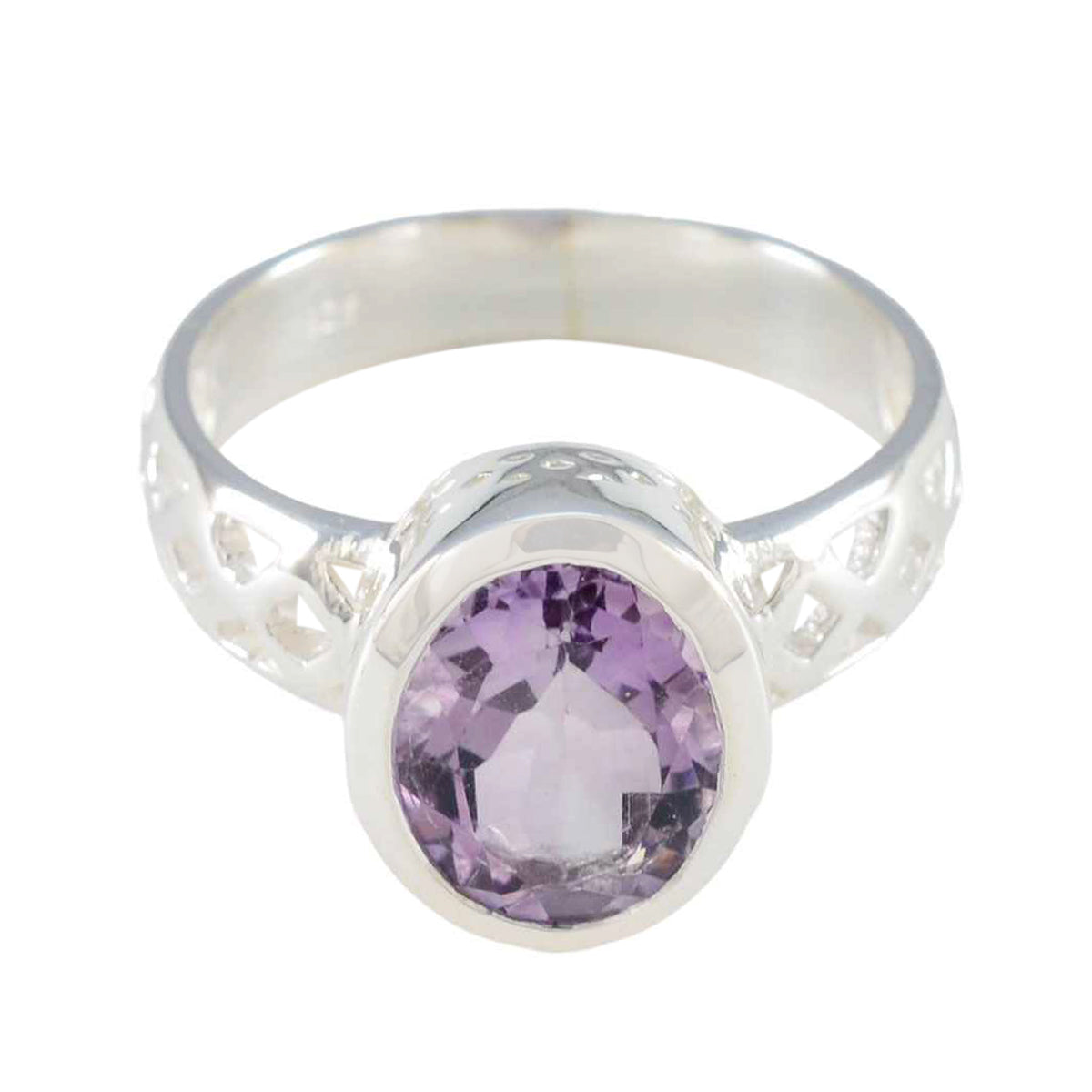 Noelia Boho Purple Solitaire Ring with Gemstone Amethyst Purple
