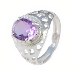 Saanvi Boho Purple Solitaire Ring with Silver Detail