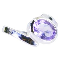 Alejandra Boho Purple Solitaire Ring with Silver Band