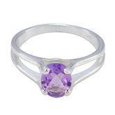 Elena Boho Purple Solitaire Ring in Sterling Silver Amethyst Purple