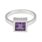 Nisa Boho Purple Solitaire Ring with Gemstone Amethyst Purple