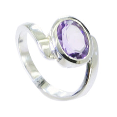 Alejandra Boho Purple Solitaire Ring with Silver Band