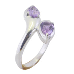 Riya boho purple toi et moi ring with two purple gemstones set on a silver band