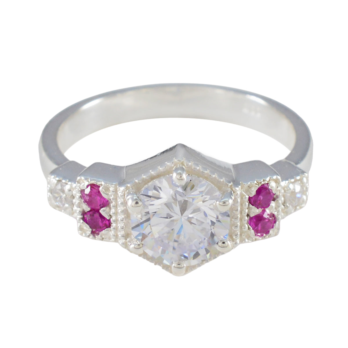 Ananya Boho Red Halo Ring with Gemstone Accent Ruby CZ Red