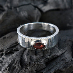 Sofia Boho Red Solitaire Ring with Silver Band