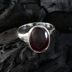 Angel Boho Red Solitaire Ring with Silver Band