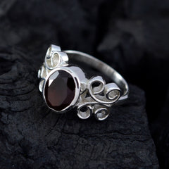 Riya Boho Red Solitaire Ring with Elegant Silver Design