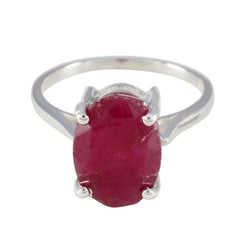 Pauline Boho Red Solitaire Ring with Ruby Gemstone Indian Ruby Red