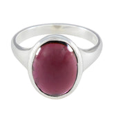 Angel Boho Red Solitaire Ring with Silver Band Garnet Red