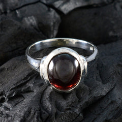 Grace Boho Red Solitaire Ring with Silver Band