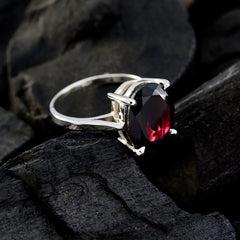 Natalia Boho Red Solitaire Ring with Oval Gemstone