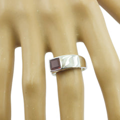 Ayesha Boho Red Solitaire Ring with Square Gemstone