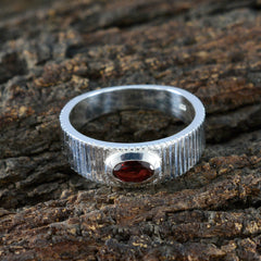 Sofia Boho Red Solitaire Ring with Silver Band